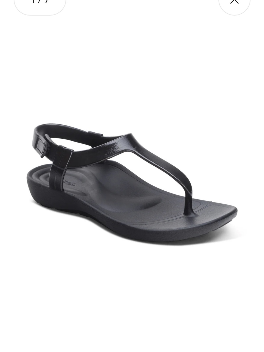 Aetrex Skyler Black Orthotic Thong Sandals with Back Velcro Strap